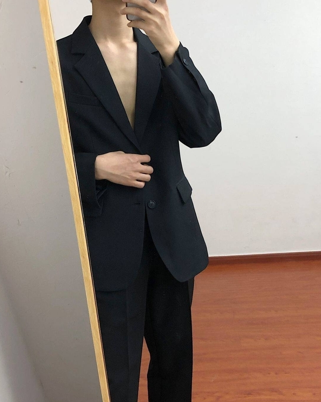 Korean Style Relaxed Fit Black Blazer Jacket