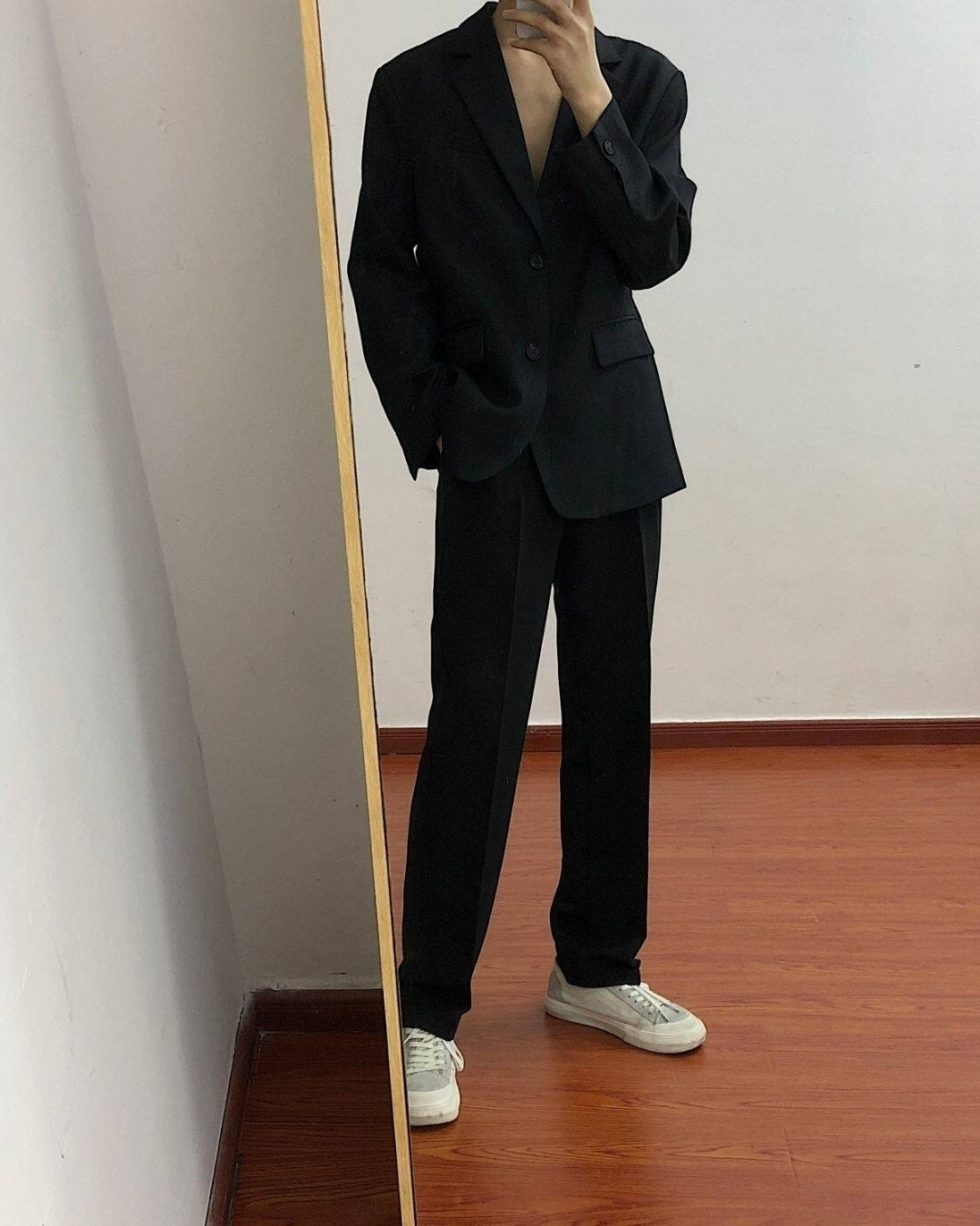 Korean Style Relaxed Fit Black Blazer Jacket