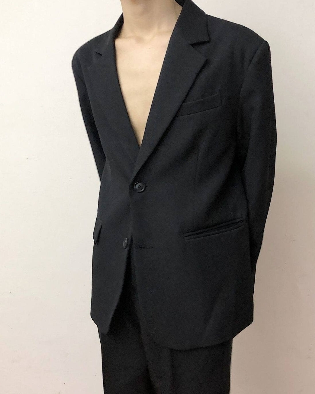 Korean Style Relaxed Fit Black Blazer Jacket