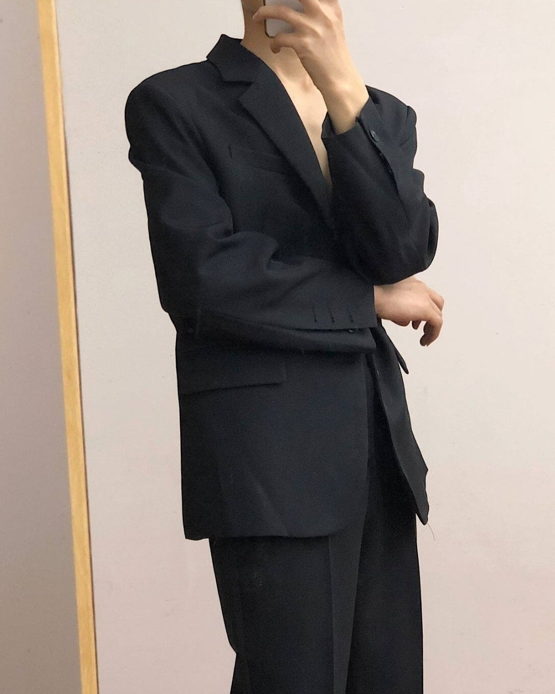 Korean Style Relaxed Fit Black Blazer Jacket