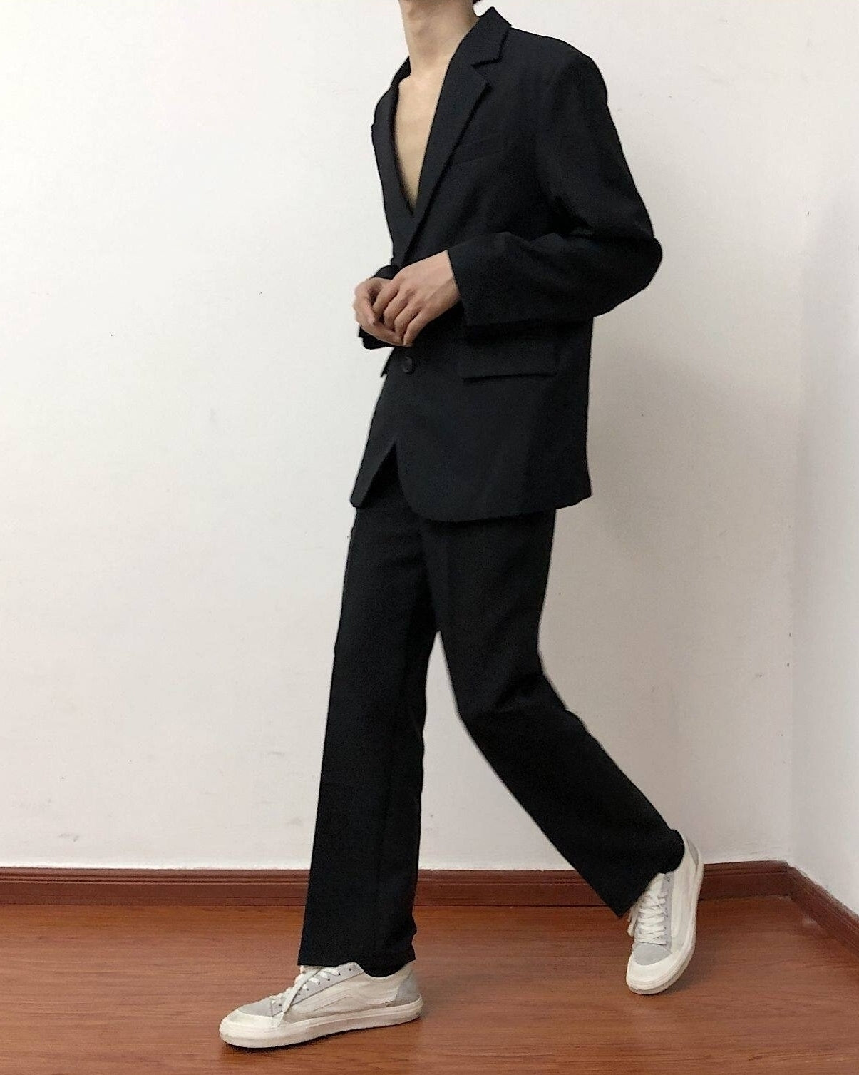 Korean Style Relaxed Fit Black Blazer Jacket