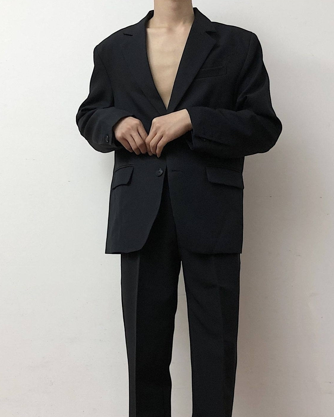Korean Style Relaxed Fit Black Blazer Jacket
