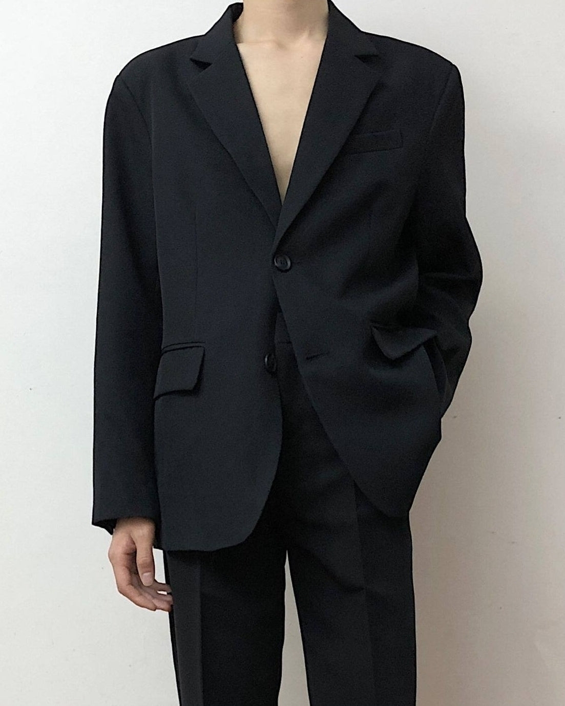 Korean Style Relaxed Fit Black Blazer Jacket