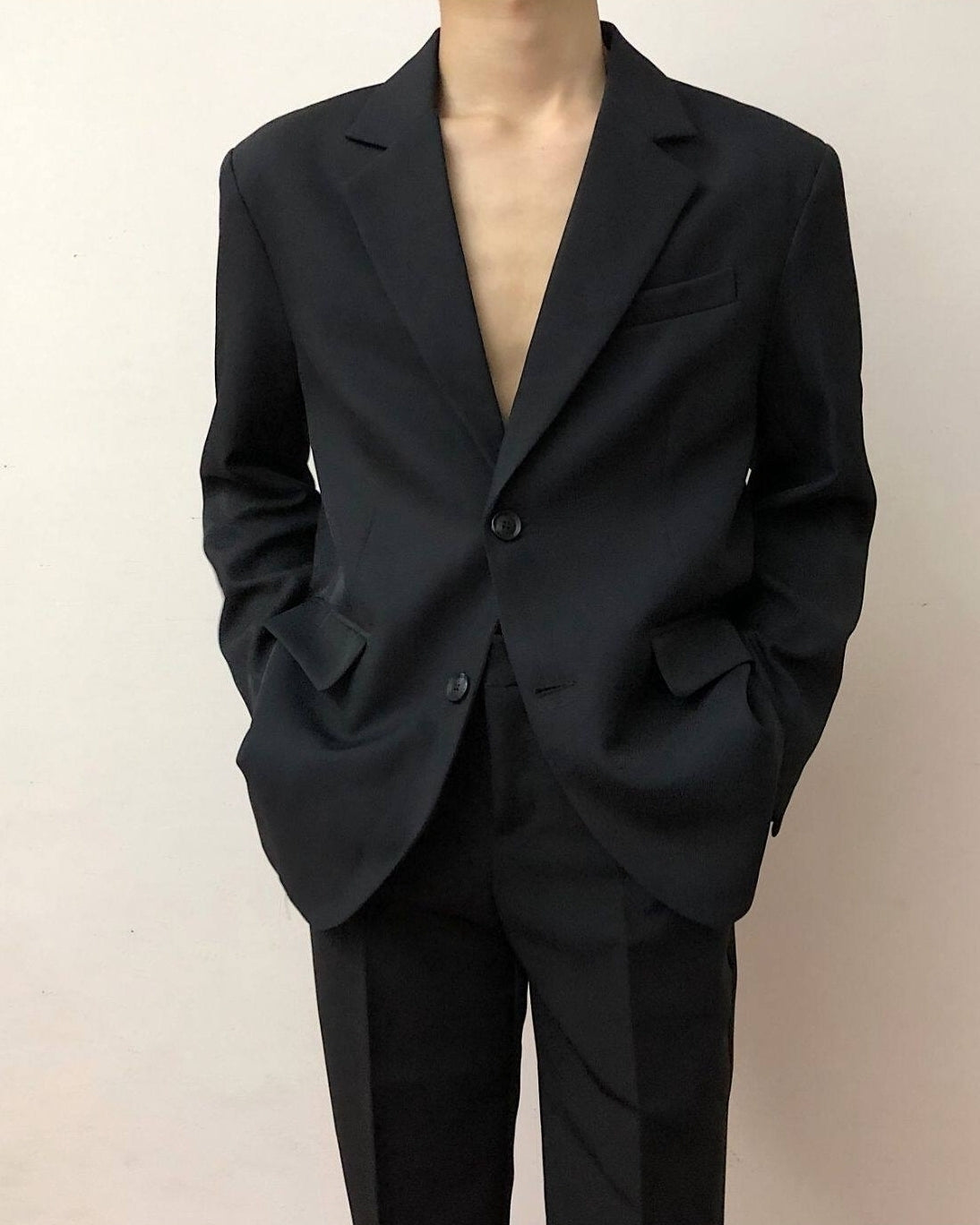 Korean Style Relaxed Fit Black Blazer Jacket