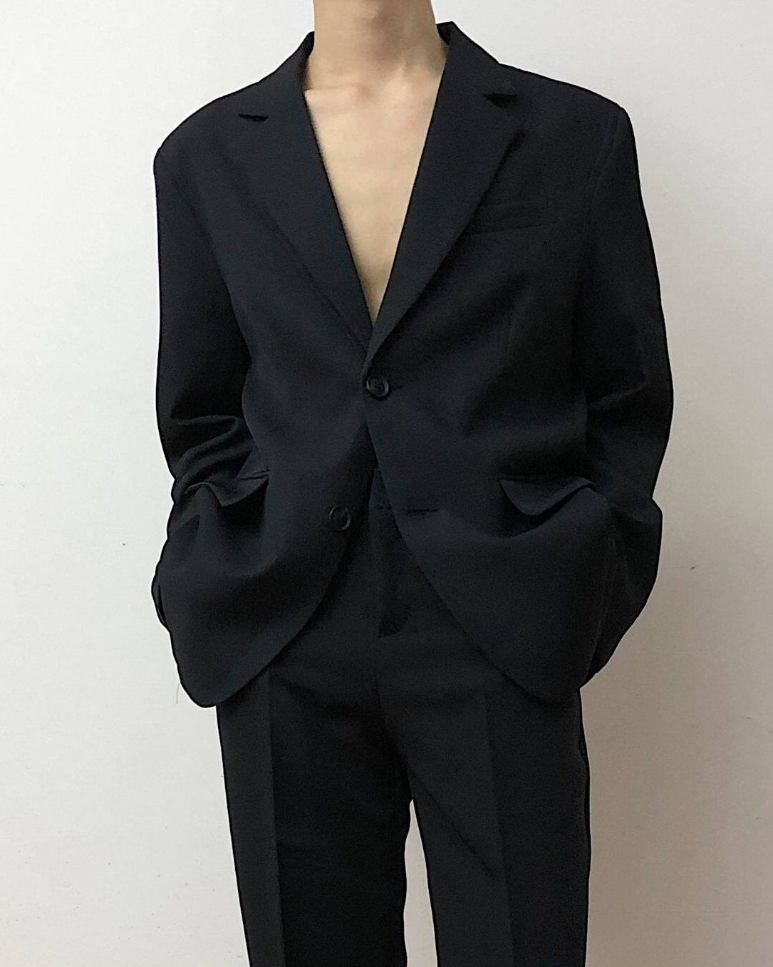 Korean Style Relaxed Fit Black Blazer Jacket