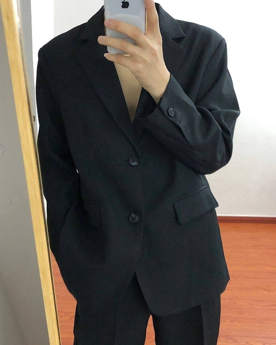 Korean Style Relaxed Fit Black Blazer Jacket