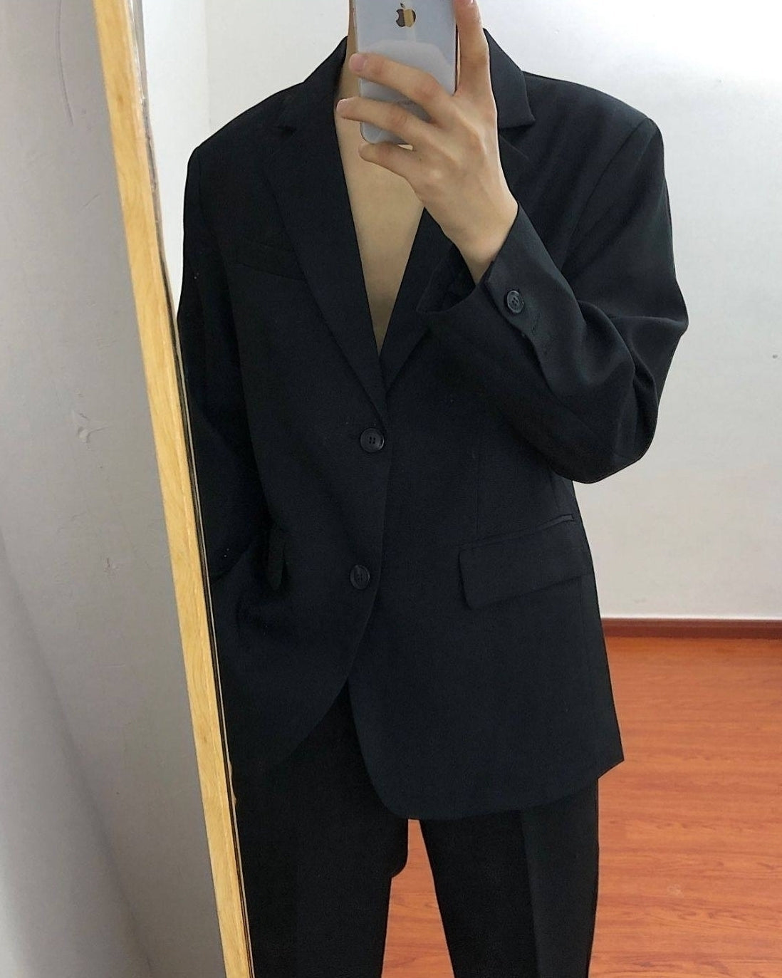Korean Style Relaxed Fit Black Blazer Jacket