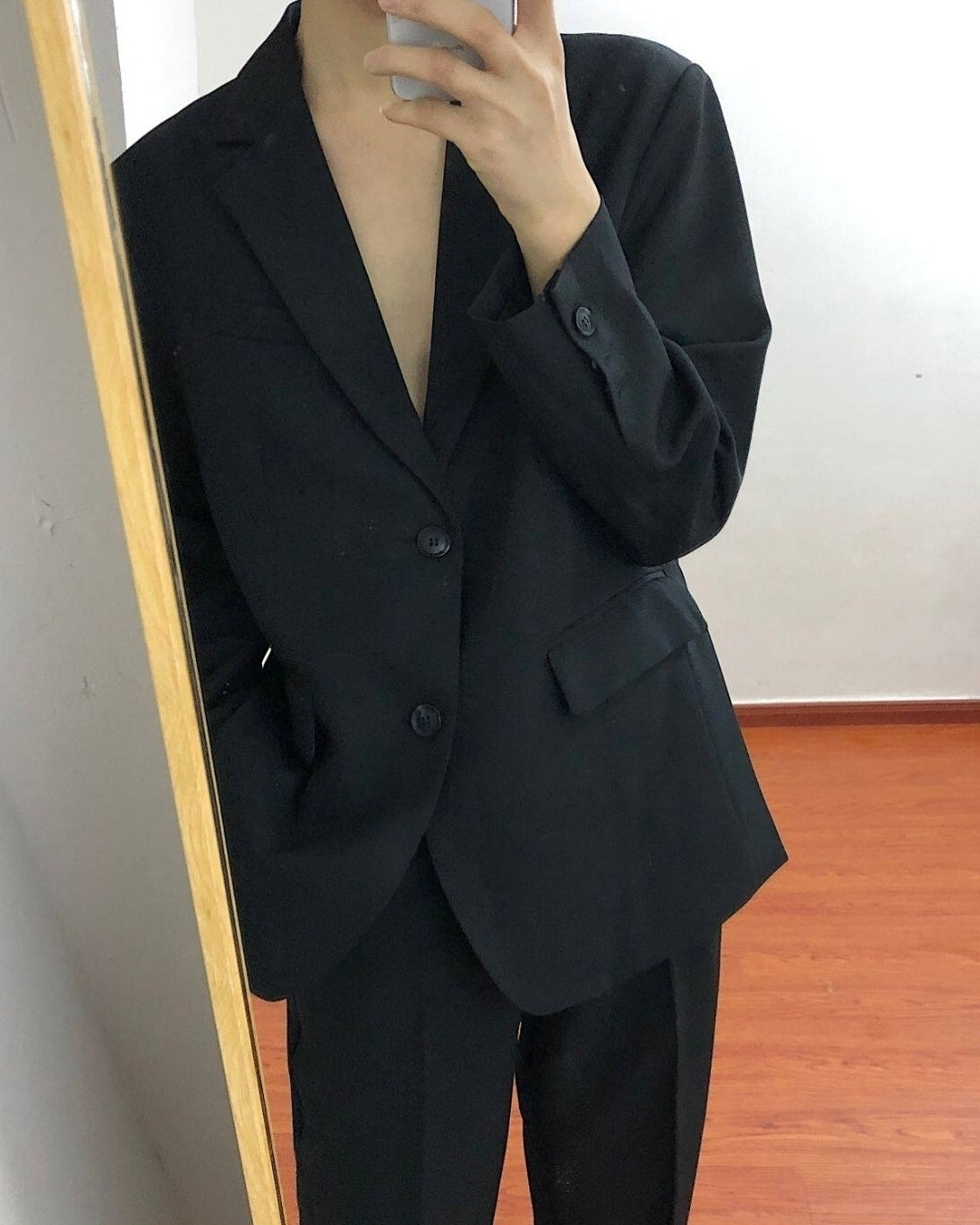 Korean Style Relaxed Fit Black Blazer Jacket
