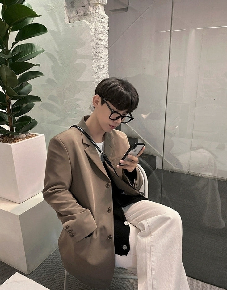 Korean Style Relaxed Fit Casual Blazer Jacket