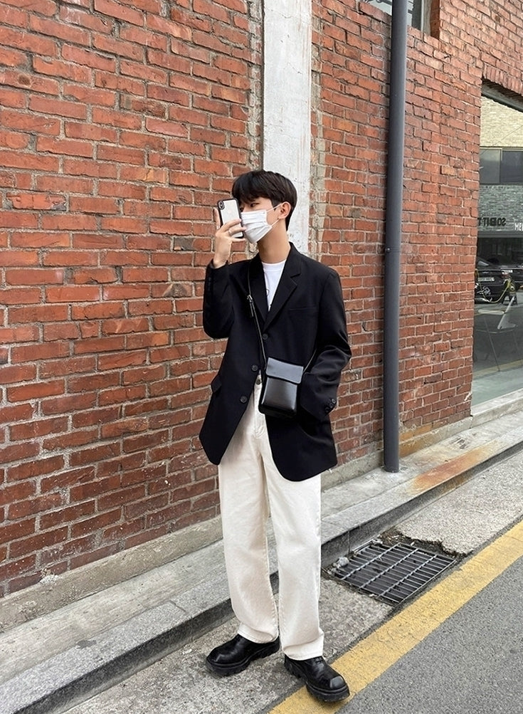 Korean Style Relaxed Fit Casual Blazer Jacket
