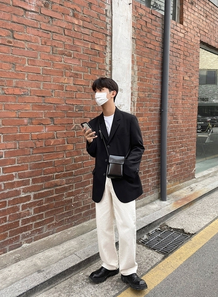 Korean Style Relaxed Fit Casual Blazer Jacket