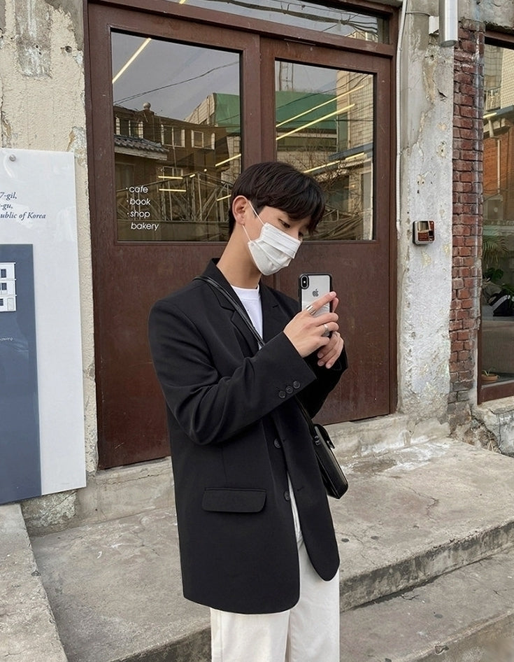 Korean Style Relaxed Fit Casual Blazer Jacket