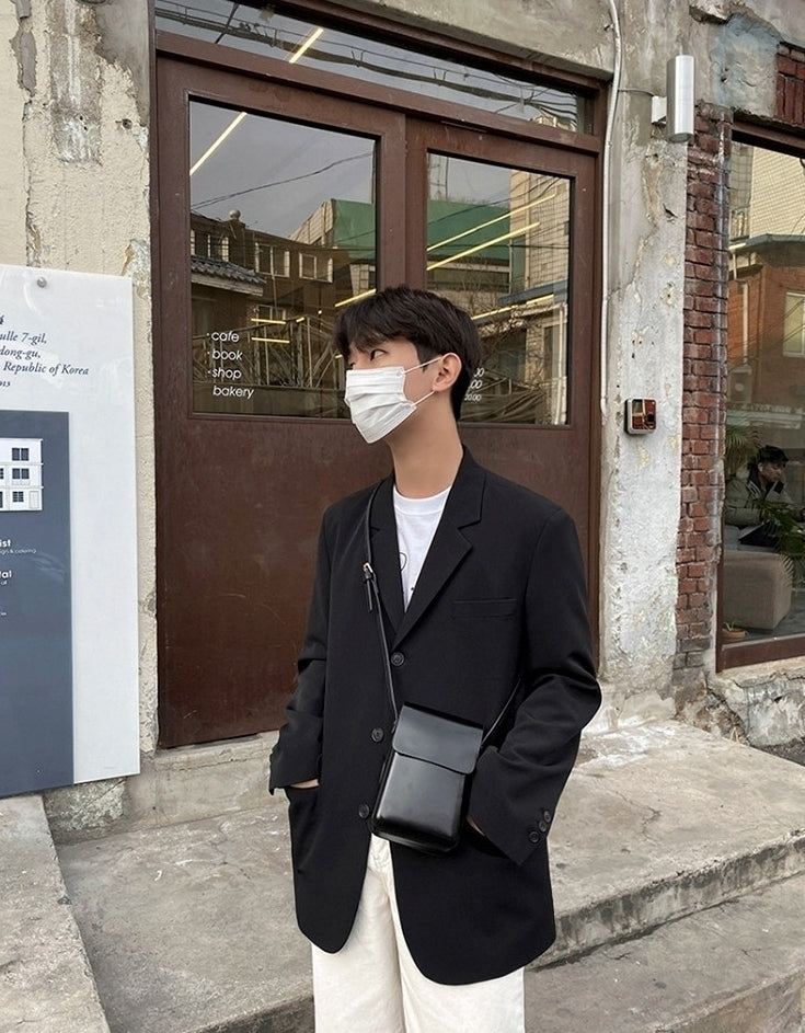 Korean Style Relaxed Fit Casual Blazer Jacket