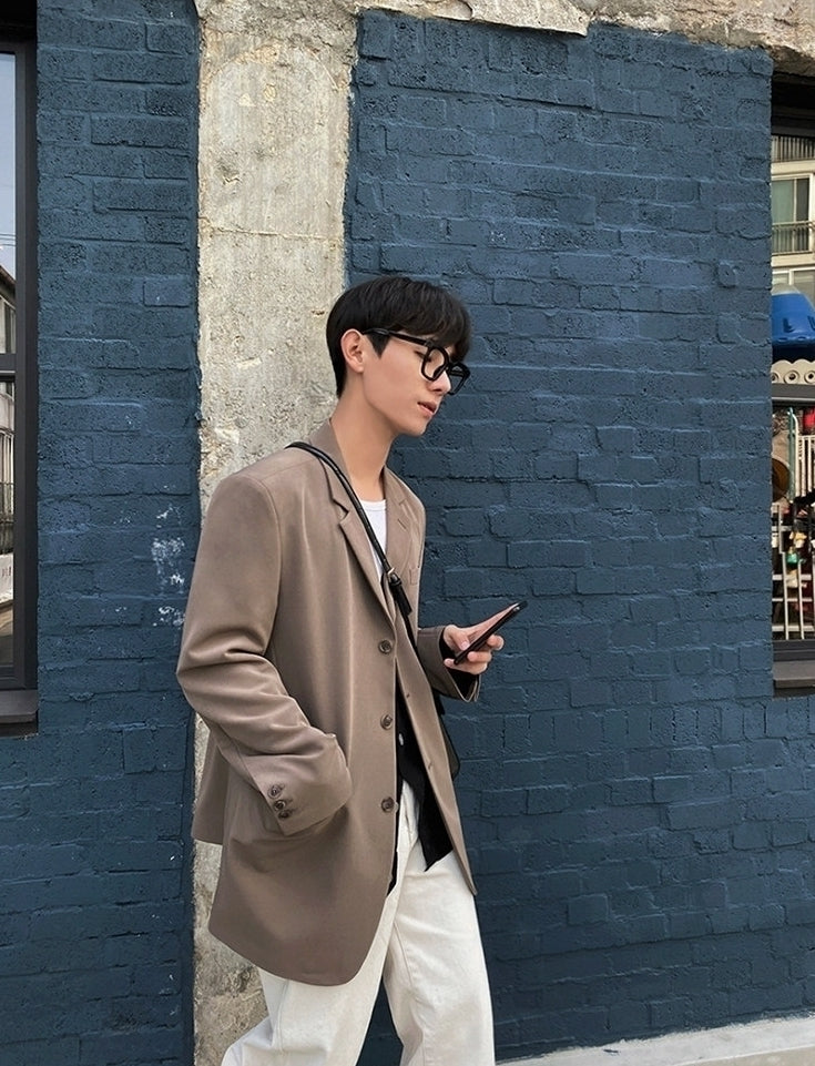 Korean Style Relaxed Fit Casual Blazer Jacket