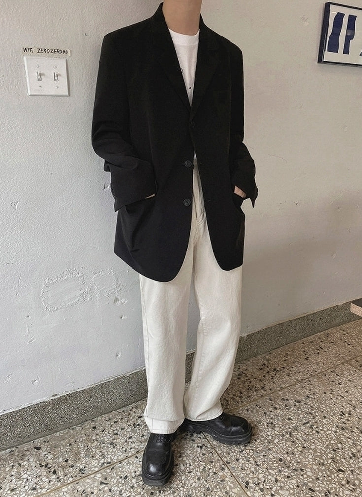 Korean Style Relaxed Fit Casual Blazer Jacket