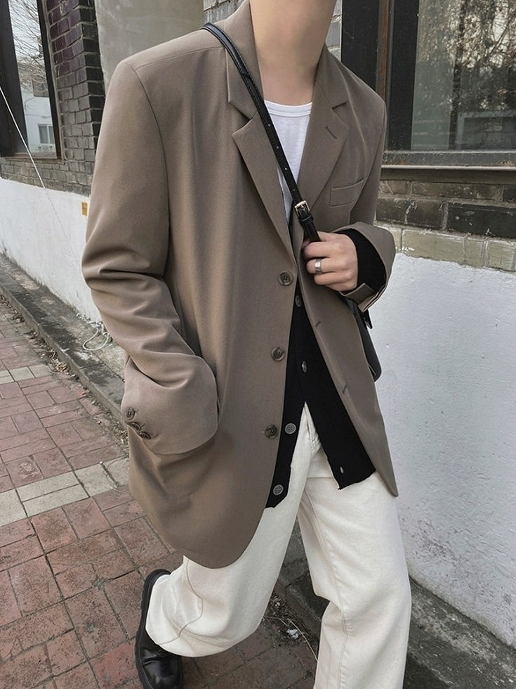 Korean Style Relaxed Fit Casual Blazer Jacket