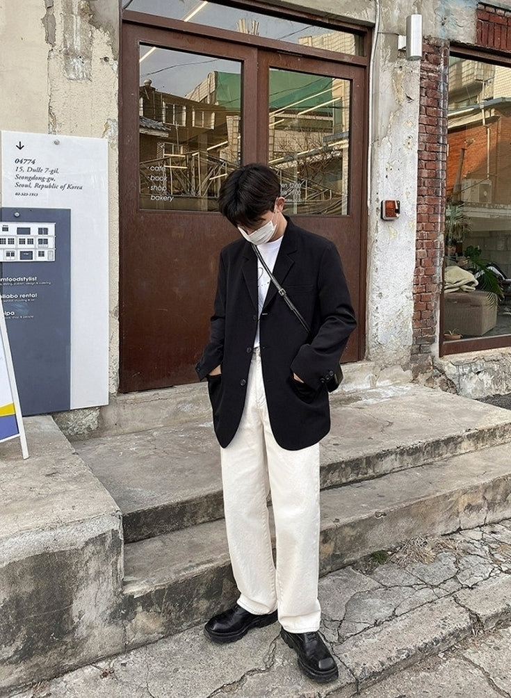 Korean Style Relaxed Fit Casual Blazer Jacket