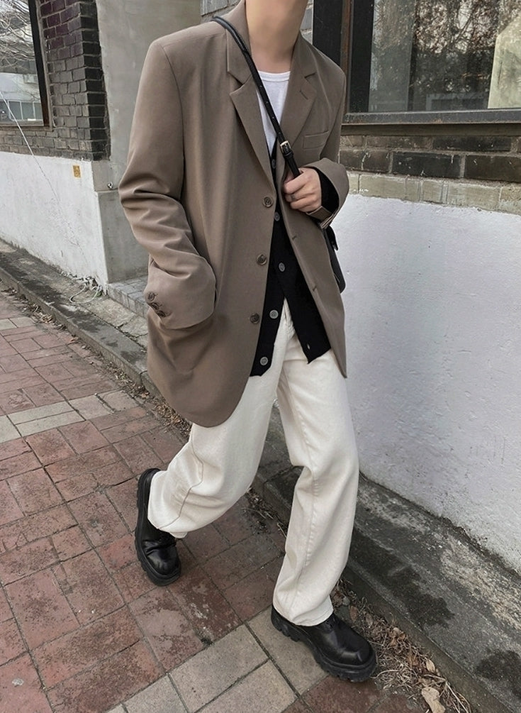 Korean Style Relaxed Fit Casual Blazer Jacket