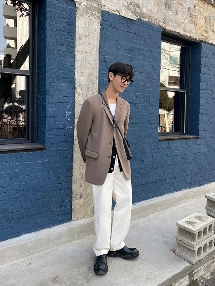 Korean Style Relaxed Fit Casual Blazer Jacket