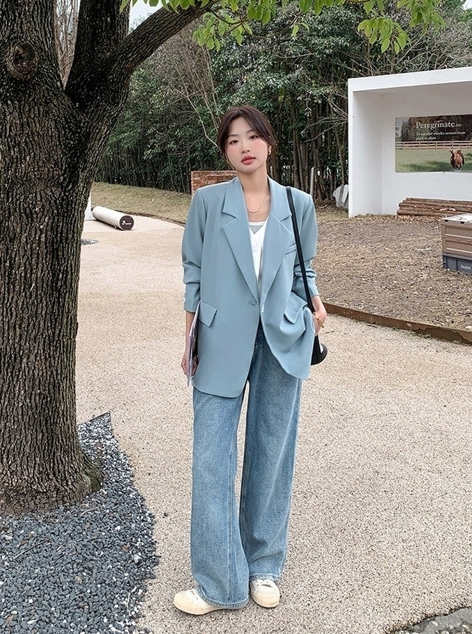 Korean Style Relaxed Minimalist Blazer Jacket