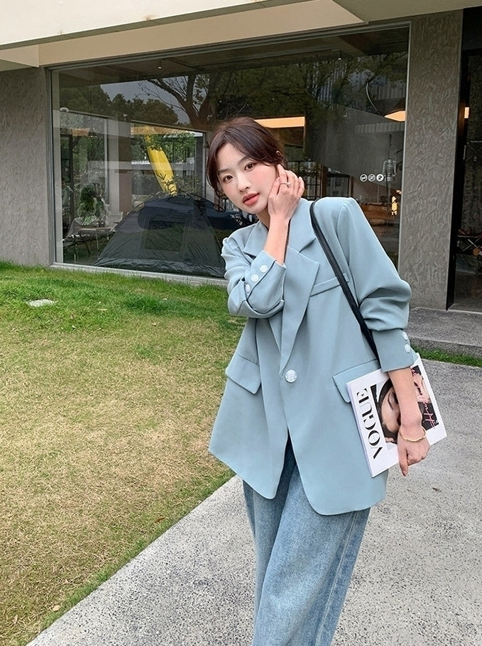Korean Style Relaxed Minimalist Blazer Jacket