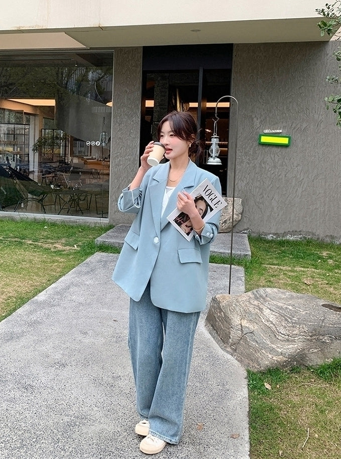 Korean Style Relaxed Minimalist Blazer Jacket
