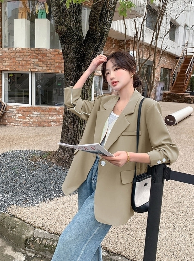 Korean Style Relaxed Minimalist Blazer Jacket