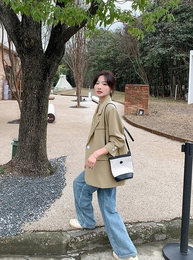 Korean Style Relaxed Minimalist Blazer Jacket