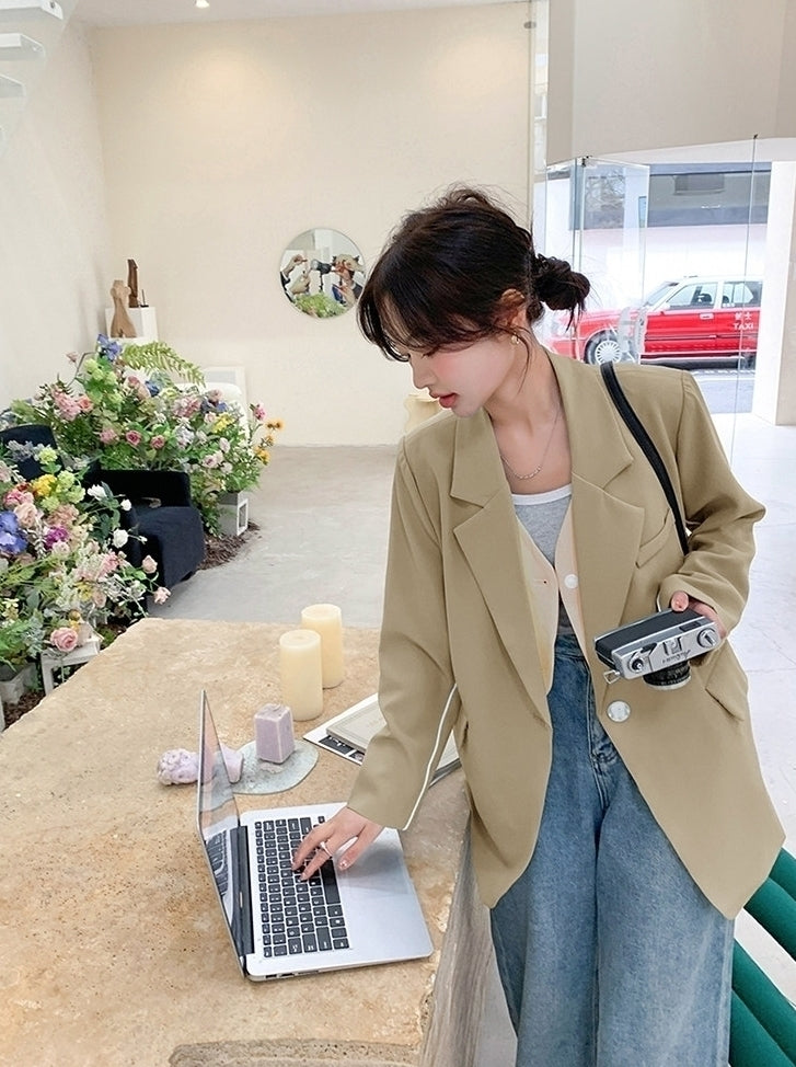 Korean Style Relaxed Minimalist Blazer Jacket