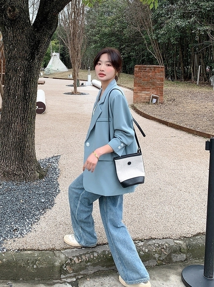 Korean Style Relaxed Minimalist Blazer Jacket