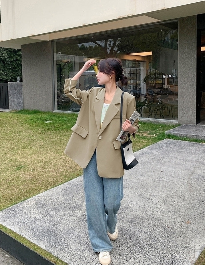 Korean Style Relaxed Minimalist Blazer Jacket