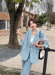 Korean Style Relaxed Minimalist Blazer Jacket