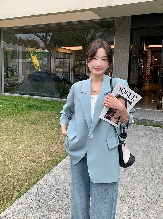 Korean Style Relaxed Minimalist Blazer Jacket