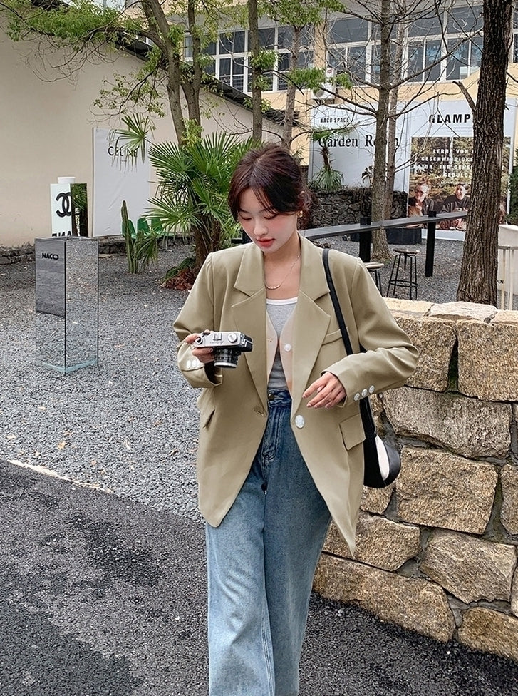 Korean Style Relaxed Minimalist Blazer Jacket