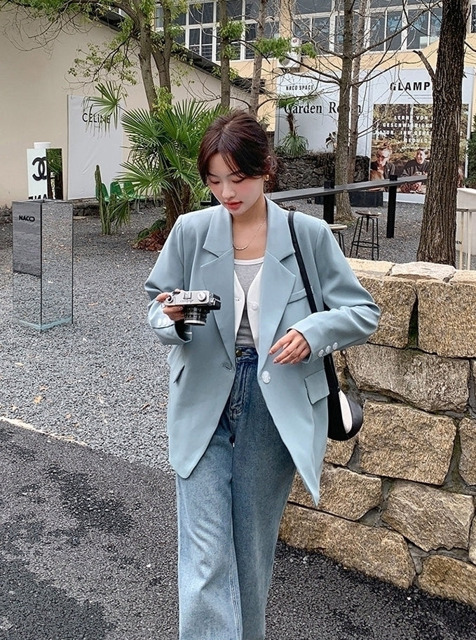 Korean Style Relaxed Minimalist Blazer Jacket