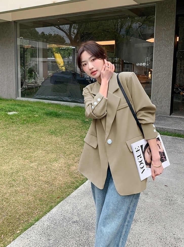 Korean Style Relaxed Minimalist Blazer Jacket