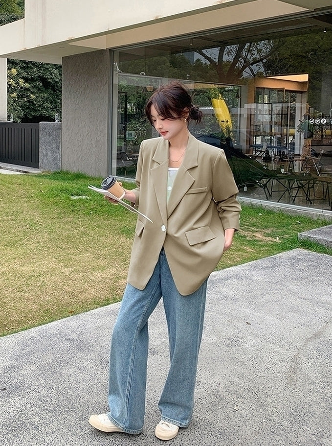 Korean Style Relaxed Minimalist Blazer Jacket