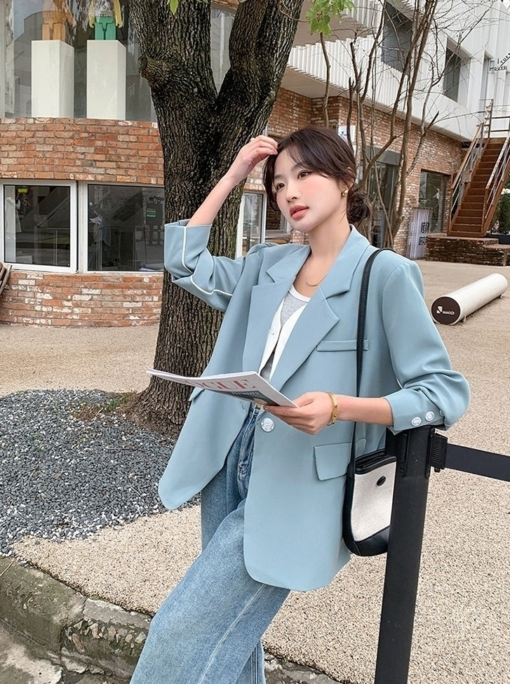 Korean Style Relaxed Minimalist Blazer Jacket