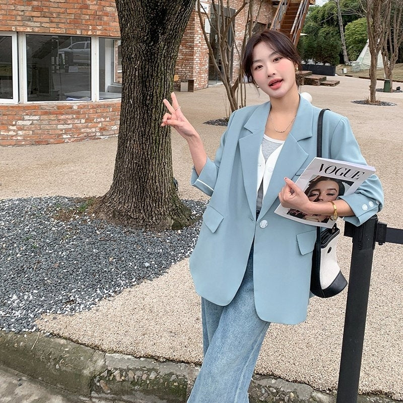 Korean Style Relaxed Minimalist Blazer Jacket