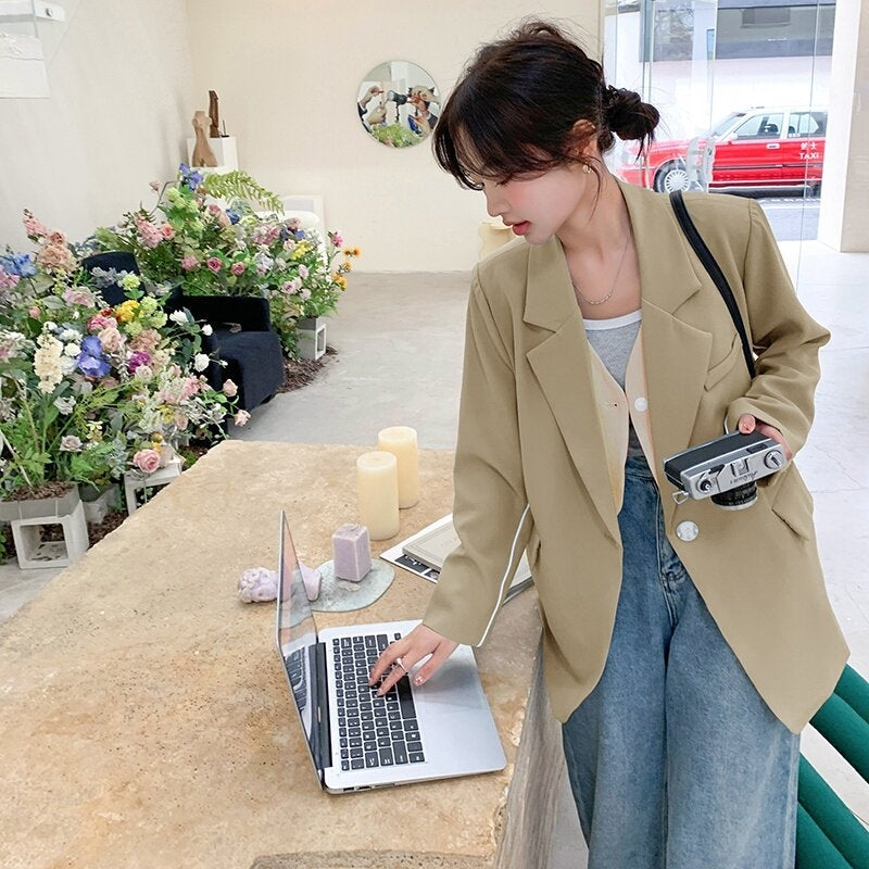 Korean Style Relaxed Minimalist Blazer Jacket