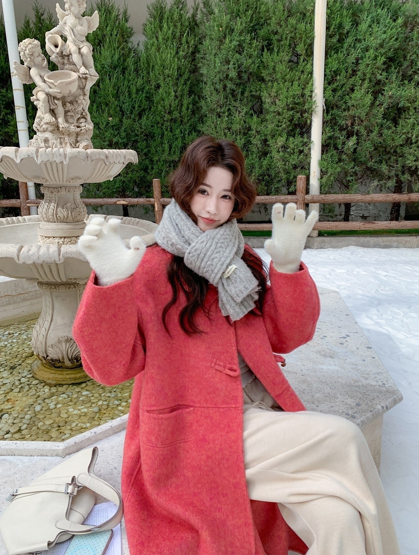 Korean Style Rose Pink Slim Fit Double Sided Overcoat