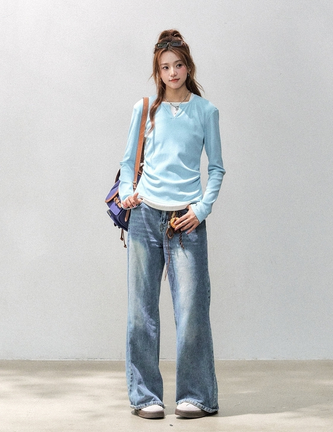 Korean Style Slim Fit Layered Long Sleeve Top
