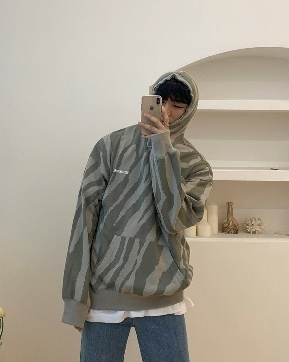 Korean Style Striped Hoodie Pullover Sweatshirt
