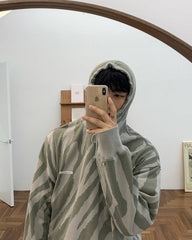 Korean Style Striped Hoodie Pullover Sweatshirt