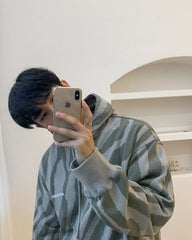 Korean Style Striped Hoodie Pullover Sweatshirt
