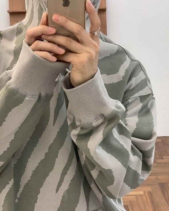 Korean Style Striped Hoodie Pullover Sweatshirt