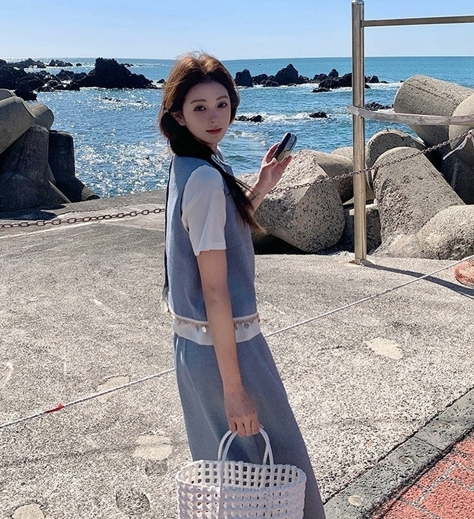 Korean Style Vest And Skirt Set Summer Collection