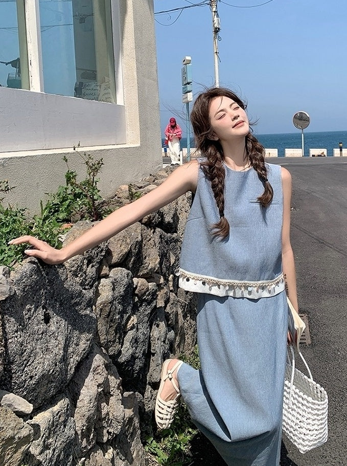 Korean Style Vest And Skirt Set Summer Collection