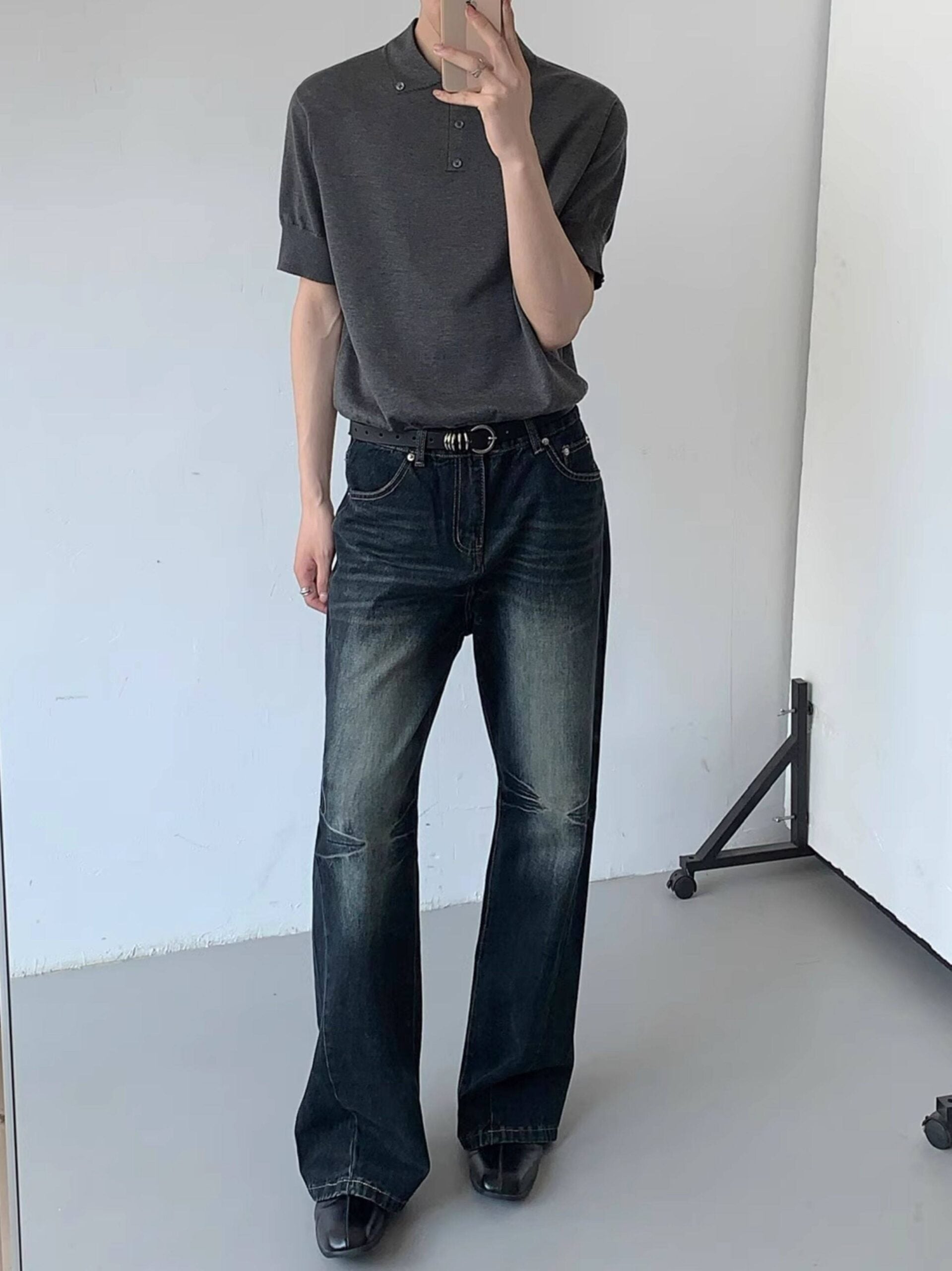 Vintage Style High Waist Wide Leg Jeans