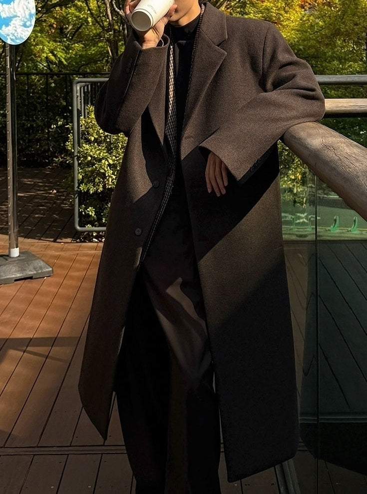 Mid Length Notched Collar Winter Overcoat
